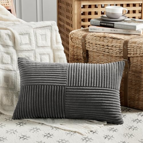 FDTERN 1 styck mörkgrå örngott 50 x 70 cm mjukt manchesterörngott örngott dekorativa örngott soffkuddar prydnadskuddar boho dekoration för soffa sovrum vardagsrum balkong (utan kuddfyllning)