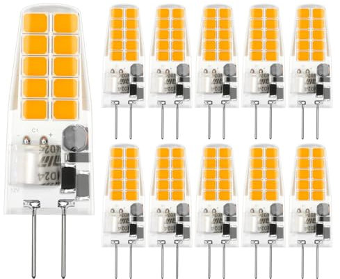 LUTW Ampoule G4 LED Blanc Chaud 3000K, Ampoule LED G4 12V 2W Equivalent 20W Halogène Ampoule G4, 200LM, Sans Scintillement, Non-Dimmable, LED 12V pour Chambre Salon Cuisine Jardin, Lot de 10