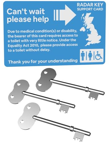 Radar Genuine NKS Radar Key and Free Blue Medical Alert Card for Disabled Toilets, Accessible Loos in The UK, Easy Turn Access Key, Ideal for Disabled Blue Badge Holders