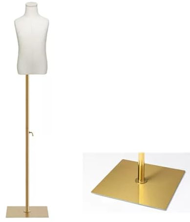 QVVFRED Schneiderpuppe Kinder Verstellbare Schneiderbüste Schaufensterpuppe Modellrahmen Für Kinder Kleidung Fenster-Requisiten Schaufensterpuppen Für Jungen Und Mädchen(Gold,6 Years Old)