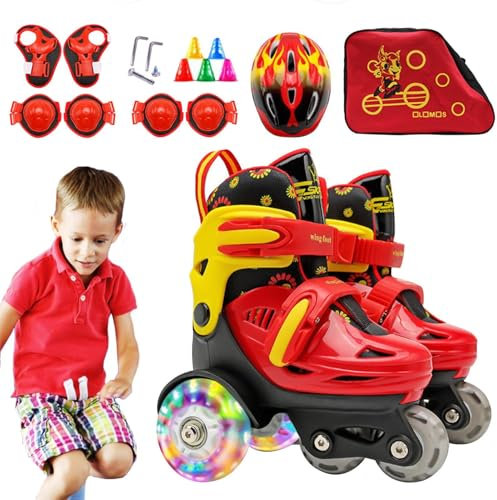 Dtaigou Rollschuhe für Anfänger,Rollschuhe für Kinder, Verstellbare Balance-Rollschuhe für Kinder, Kinder im Alter von 3–8 Jahren Rollschuhe mit leuchtenden Rädern für Eisbahn, Spielplatz