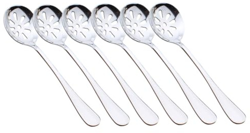 OKUMEYR 6pezzi Cucchiai Scanalati Acciaio Inossidabile Per Frutta E Dessert Utensili Portatili Per Servire Snack E Insalate Accessorio Casa Compatto E Leggero