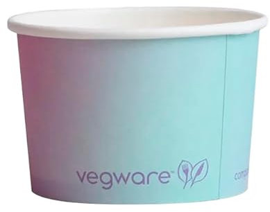 Greenuso Monouso | 50 Tarrinas para Helados Ecológicas, 4Oz/114ml, Morado y Azul, Sostenibles, Envases para Helados, Vasos para Postres, Tarrinas Desechables, Postres
