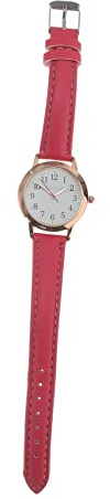 Holibanna Rote Damenuhr mit Pu Lederarmband Quarzuhr für Damen im Schlichten Eleganten Stil für Alltag und Party