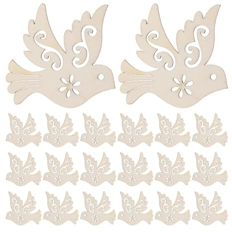 TOPPERFUN 100 Stück Holz Vogelanhänger 3.5 Cm Kreativ Bemalte Hohle Friedenstauben Dekoration Zum Aufhängen Für Zuhause Büro Café Bastelbedarf