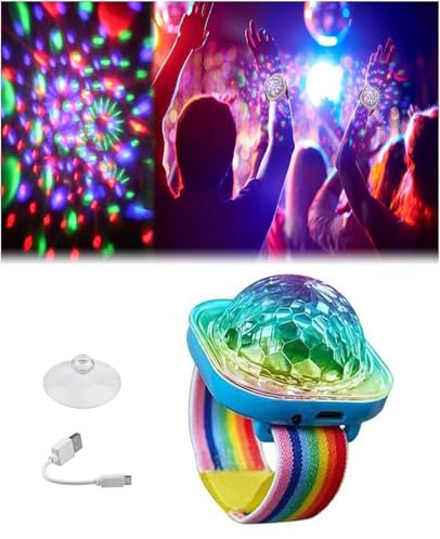 MOSFiATA Mini Discokugel Licht Klein Diskolicht Partylicht für Kinder Partys Veranstaltungen Auto, USB Wiederaufladbar, Lange Akkulaufzeit & Tragbar, Blau