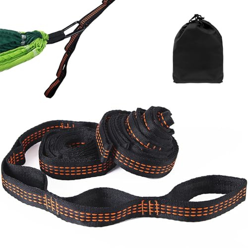2er Pack Hängematte Befestigung,2 m x 2,5 cm Hängematten Aufhängung Gurte mit 2 Schwerlast Karabiner, Schaukel Befestigung Seil für Hängematte für Camping Outdoor Wandern