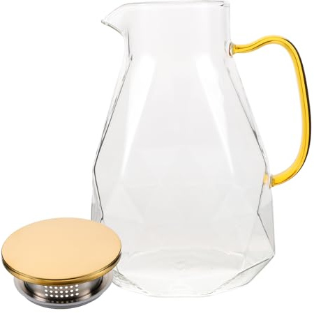 Healifty Verre Carafe à Eau Transparente Avec Couvercle Distributeur Eau Pour Cuisine Contenant à Boissons Porte-bouteilles Pour Jus De Fruits Et Autres Boissons Maison