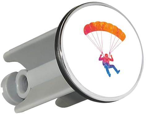 Huuraa Waschbeckenstöpsel Fallschirmspringen Bunte Silhouette Geschenk | Universal Stopfen 4cm höhenverstellbar Abflussstopfen Geschenkidee Stöpsel mit Motiv für das Waschbecken