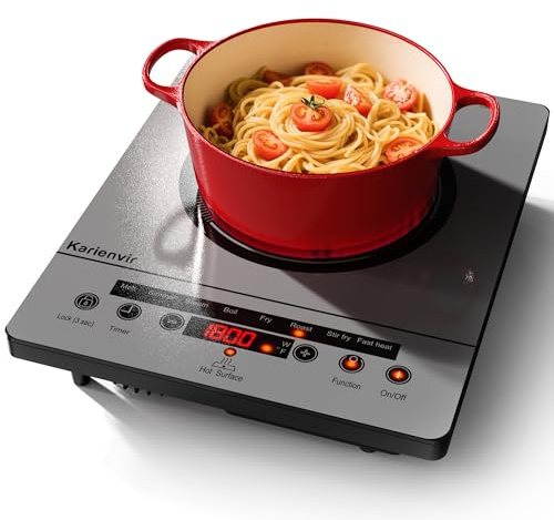 Single Burner Electric Hob, Portable Ceramic Hob, 220V with plug, Touch Cooker Hob with Safety Lock, Timer, Kitchen Cooking Hob With 9 Power Levels, 1800W(Gray)