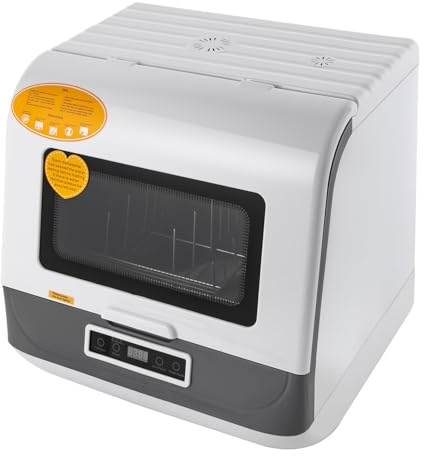 Dishwasher, Geschirrspüler Spülmaschine Klein Tischgeschirrspüler Tischspülmaschine Standardwaschen 60℃ Schnellwäsche 800W für Kleine Küche auf Arbeitsplatte (Weiß)
