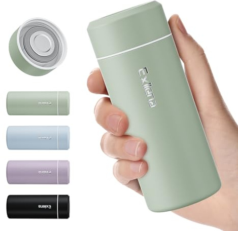 Exllena 【Upgraded Small Water Bottle for Handbag – 250ml Mini Flask for Hot & Cold Drinks, Perfect Small Insulated Water Bottle for Travel, Milk, Coffee... (Sauge Green)