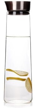 SDA287MZ Wasserkaraffe Wasserkrug aus Glas mit Deckel, Kühlschrank-Glaskaraffe for heißes/kaltes Wasser, Eistee, Kaffee, Saft und selbstgemachte Getränke, 1 l/1,5 l Wasserkrug(1500ML)