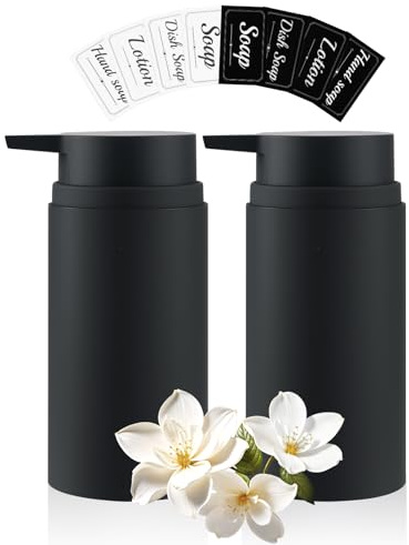 Hebaogugu 2 Schwarze Seifenspender mit 8 wasserfesten Aufklebern,16 oz