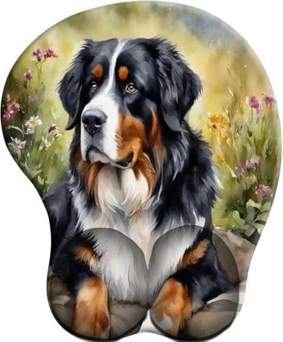 3D Tapis de Souris Ergonomique - Tapis de Souris Gamer avec Repose Poignet, Confort avec Repose- Gaming Mouse Pad pour Bureau et Maison，Bouvier Bernois