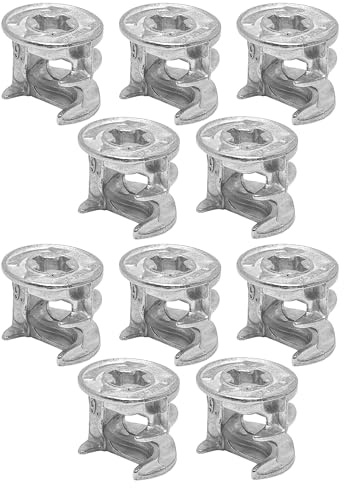 cyclingcolors 10x Dado per giunto eccentrico connettore ricambio per collegamento mobili cassetti armadi scaffali, grezzo senza bordo 15x12mm