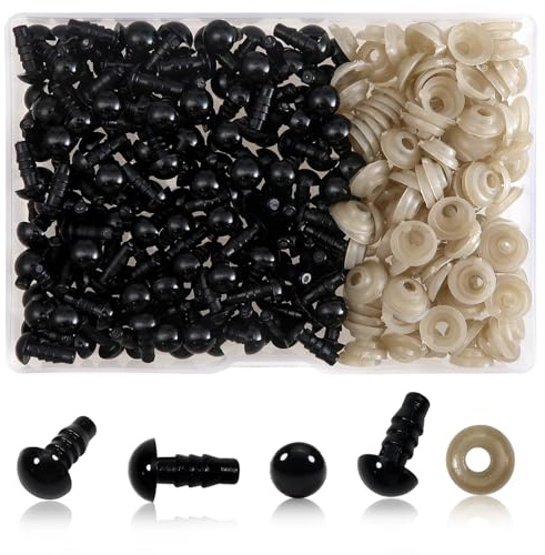 TOAOB 150 Pezzi Occhi di Sicurezza per Amigurumis 7 mm Nero Occhietti di Plastica con Rondelle per Bambole Creazione Animale All'Uncinetto Pupazzi Artigianato Lavoretti