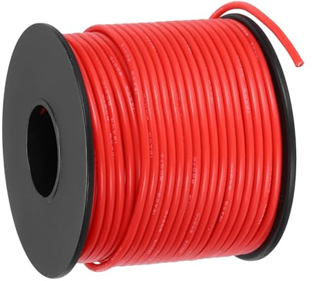 QUARKZMAN 18 AWG Filo Di Silicone Flessibile 30.5m/100ft, 18 Gauge Filo Elettrico Intrecciato Di Rame Stagnato 200 Celsius/392 Fahrenheit Bobina Per Collegamenti Ad Alta Temperatura, Rosso
