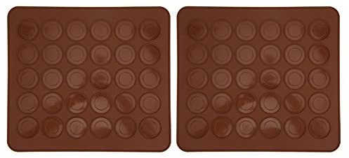 Cryfokt Tappetino per Macaron, Tappetino da Forno in Silicone Antiaderente 30 Fori Strumento da Forno Accessorio da per Preparare Torte Al Cioccolato, Colore caffè