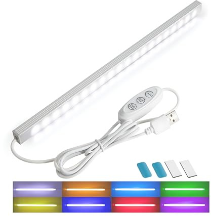 RGB Light Strip Plug-in Display Cabinet Light with 8 Colours & Colour-Cycle Mode Adjustable Brightness and Gradient Speed, Suitable for Kitchens, Display Cabinets, Wardrobes.