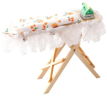 Xjdzineq Maisons de poupées miniatures - Planche à repasser et fer à repasser pour salon à l'échelle 1/12 - Accessoire de décoration pour maisons de poupées