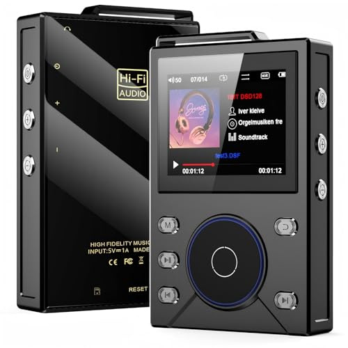 Ouitble Lettore MP3 HiFi Bluetooth 5.4 DSD FLAC Lossless Lettore musicale ad alta risoluzione Scheda di memoria da 16 GB, lettori audio portatili ad alta risoluzione, espandibile fino a 256 GB