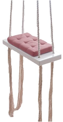 Columpio de madera maciza con acolchado de esponja y cuerdas de algodón, columpio para niños, para interior y exterior, jardín, terraza, balcón, resistente, columpio de madera para niños y adultos