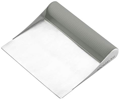 Rachael Ray Tools and Gadgets Stainless Steel Pastry Scraper / Bench Scrape / Kitchen Tool for Baking and Cooking / Dishwasher Safe, Sea Salt Gray, 6x5x1in
