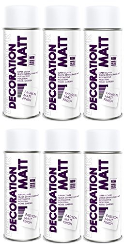 Deco Color 6er Sparpack DC Lackspray matt 400ml nach RAL freie Farbauswahl (6 Dosen in verkehrsweiss MATT RAL 9016)