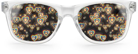 GloFX Heart Effect Diffraction Glasses - See Hearts! - Special Effect Rave EDM Festival Light Changing Eyewear (Clear)