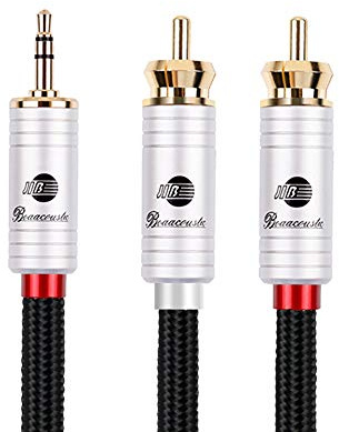 BOAACOUSTIC JIB Klinke auf Cinch Kabel High end Chinch Kabel Audio & Hifi 3.5mm AUX to RCA Kabel für TV, PC, Handy, MP3-Player, Lautsprecher, Heimkino, Autoradio, Tablet, Verstärker, Soundbar 5m