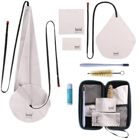 Imelod Saxophone Cleaning kit with Case for Alto Tenor Clarinet Flute and other Wind & Woodwind Struments Including Sax Cleaning Cloth(4pcs),Mouthpiece Brush(Dark Gray)