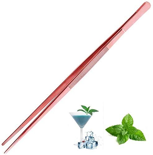 Pinzas para decorar cócteles, pinzas de precisión para cocineros y mezclas, 30 cm oro rosa