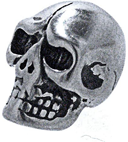 Kiss of Leather Perle de barbe délicate en forme de tête de mort - En acier inoxydable - Diamètre intérieur : 4 mm.