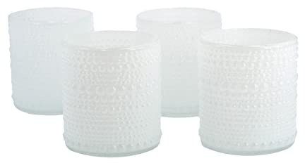 Teelichtgläser 7x8 cm 4 Stück Teelichthalter Glas Farbauswahl: weiß 029