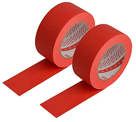 Masking Tape POWERTOOL 2 Pack 50m Length Textured Paper Tape Writable Painters Tape Sticky Adhesive Tape for Painting Crafts Decoration (Red,10mm)