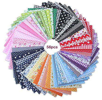 Yolistar 56 Stück Baumwollstoff, bedruckte Stoffe, Patchwork-Set für Handarbeiten