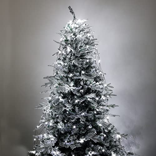 Luccika Mantello a rete di Luci con 240 Led Bianco Ghiaccio per Albero di Natale da 180 a 230 cm di altezza con memoria e 8 giochi di luce per Interno ed Esterno
