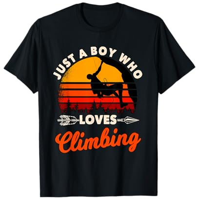 Just A Boy Who Loves Climbing Wall Climber Rock Climbing T-Shirt