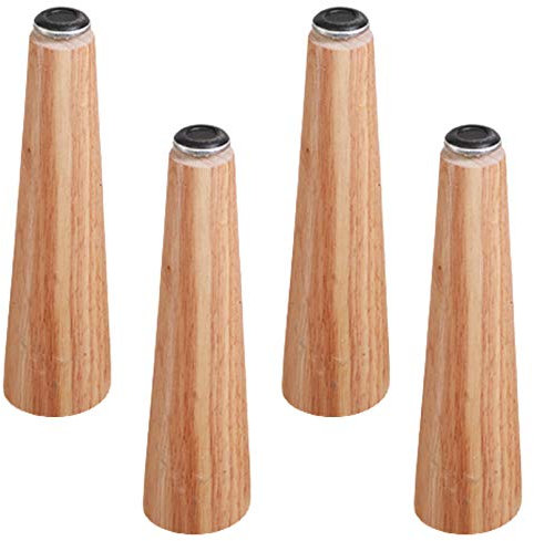4 Stück MöBelfüßE,Massivholz MöBelbeine,Holz Konisch Kaffee Tischbeine,Ersatz MöBelbeine,Sockelfuß Sofa Beine Aus Eiche,Höhenverstellbar,mit Montageplatten,Schrauben,Holzfarbe(35cm)