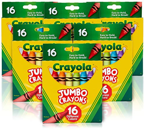 Crayola Jumbo Buntstifte, 6 Sets mit 16 großen Buntstiften für Kleinkinder & Kinder, Schulbedarf, Geschenke [Amazon Exclusive]