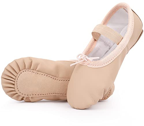 Scarpette Danza Classica Bambina Donna PU Pelle Scarpe Danza Ballo Suola Intera Scarpe da Ballerina