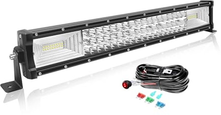 Willpower Led Lichtleiste Balken Gebogen 12V 24V 22 für Auto Offroad | Lightbar Arbeitsscheinwerfer 270W, mit 12V Kabelbaum, 6000K Weiß, IP67 Wasserdicht, Beleuchtung für KFZ Traktor ATV Boot Quad