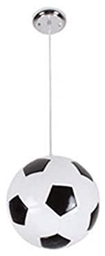 LOTREE 7.8 Glass Globe Pendant Light Fixtures: Black and White Football Glass Soccer Pendant Hanging Lamp for Children's Room