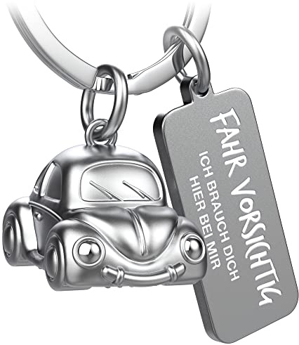 FABACH Auto Schlüsselanhänger Car mit Gravur - Schutzengel Schlüsselanhänger Engel für Autofahrer - Geschenk Glücksbringer Fahr vorsichtig Auto Geschenke - Fahr vorsichtig, ich brauch dich