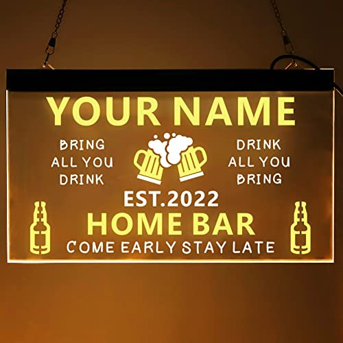 zouwii Benutzerdefiniertes Bar LED-schild, Personalisierte Bar-schilder Neon, Bar-leuchtschild, Bar-LED-schild, Neon-bar-schild Mit Namen, Bar-schild-licht, Offene Bar-LED, Willkommens-bar-schild