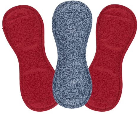 Bamboolik|Waschbare Nachtbinde/Wochenbettbinde | Satin & Bio-Baumwolle | Druckknopf |3er-Set - 2x Rot, 1x Blau|wiederverwendbar|MADE IN EU|Stoffslipeinlagen Ausfluss|Stoffbinden