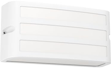 EGLO Wandlampe außen Camarada, Außenbeleuchtung Hauswand | rechteckige Außenleuchte Wand, Außenwandleuchte aus Metall in Weiß, Außenlampe mit E27 Fassung, IP54