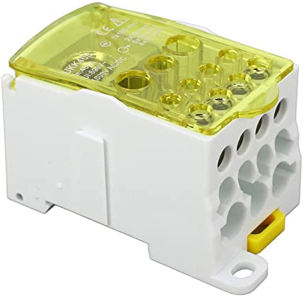 Bornier, UKK-400A 690V Boîte De Jonction, Bornier Rail Din, Boîte De Distribution De Terminal C45 Unipolaire Type Rail, pour Armoires De Distributio armoires Haute Tension (Jaune)