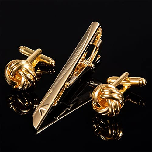 Modische goldene Manschettenknöpfe, Krawattennadel, Herren-Krawattennadel, Geschenk, Klassische grafische Krawatte, Manschettenknöpfe, Krawattenklammer-Set, Herrenschmuck (D Talla